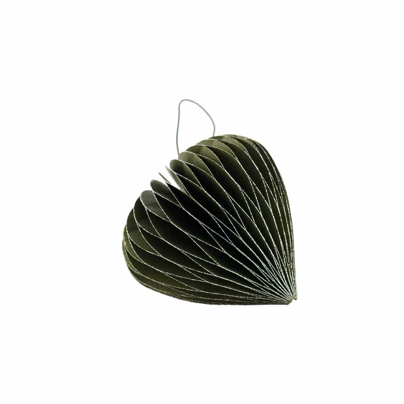 Olive Green Paper Heart Ornament