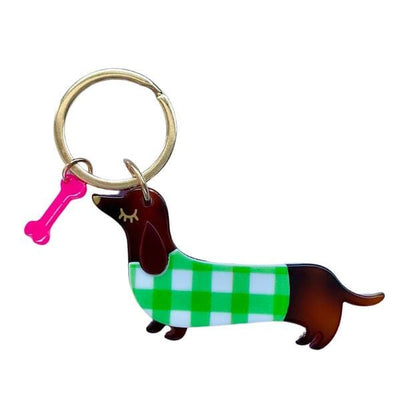 Mosk melbourne sausage dog and bone key ring