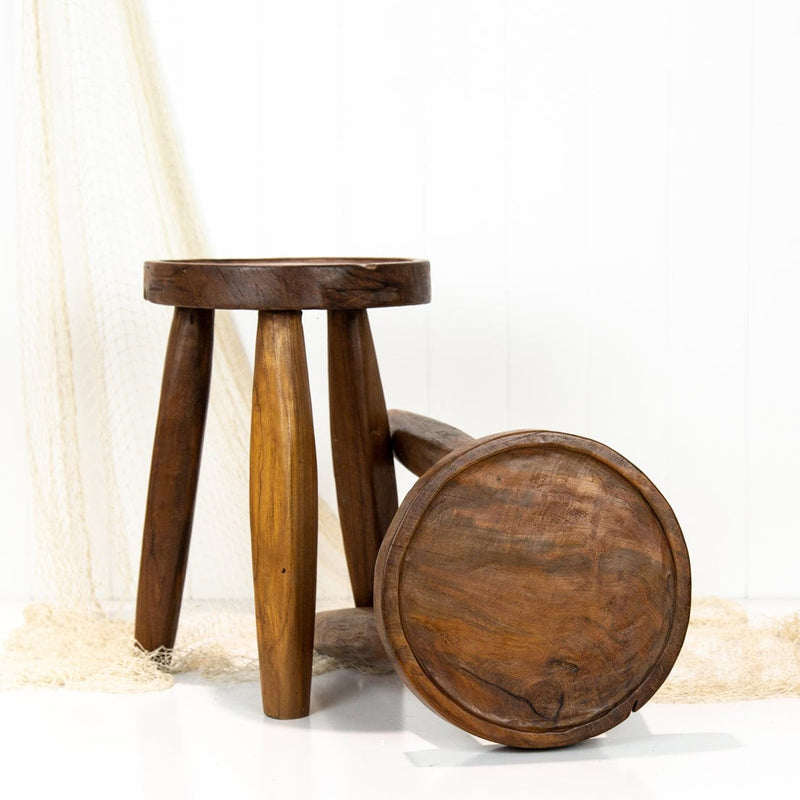 Wooden Tapered Leg Stool