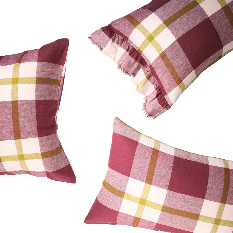 Plum Check Pillowcase Set