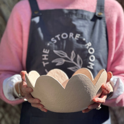 Pink champagne paper clay scalloped bowl