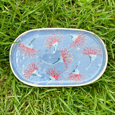 Karen Backus Blue and gum nuts plate