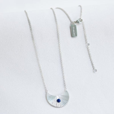 Moon Beam Necklace in Silver with Lapis Lazuli