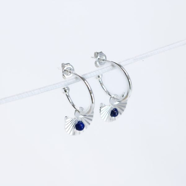 Moon Gazer Earrings in Silver with Lapis Lazuli