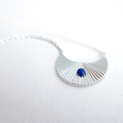 Moon Beam Necklace in Silver with Lapis Lazuli