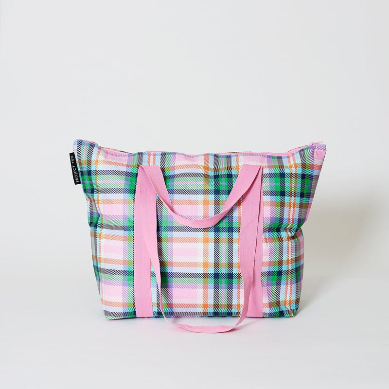 Plaid Zip Medium Tote