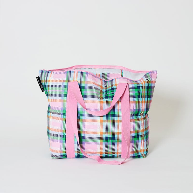 Plaid Zip Medium Tote