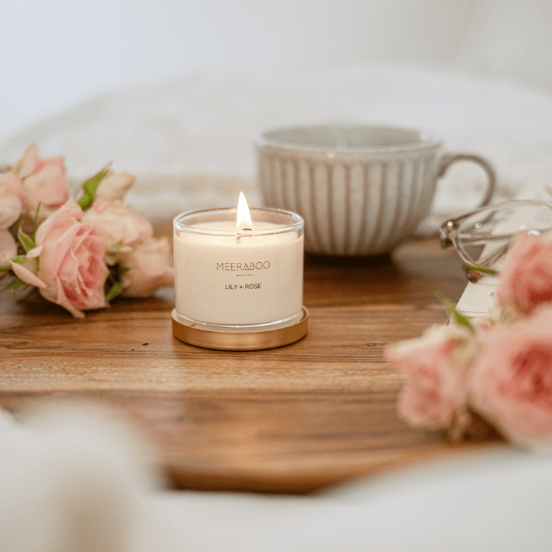 Mini Golden Lid Soy Candle - Lily + Rose