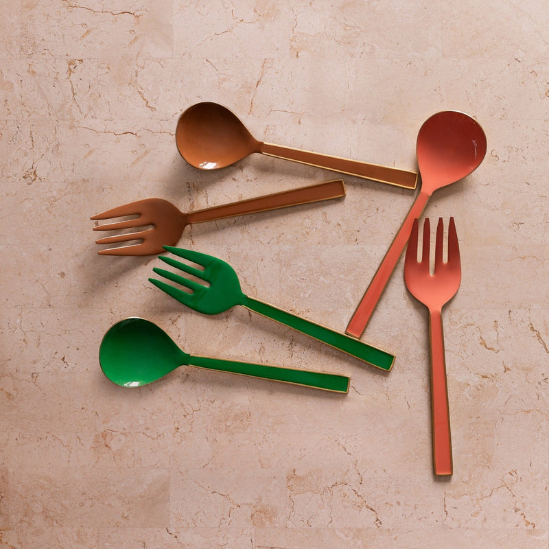 Enamel Tan Salad Servers (set of 2)