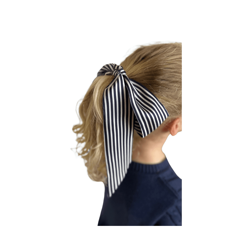 Silk Twill Scarf - Navy & White Stripe