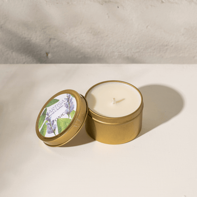 Hand Poured Soy Candle in Travel Tin - Brass - Tonic