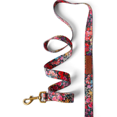 kip & co black floral dog lead