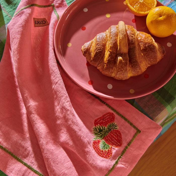 Berry Bliss Embroidered Linen 4P Napkin Set - One Size