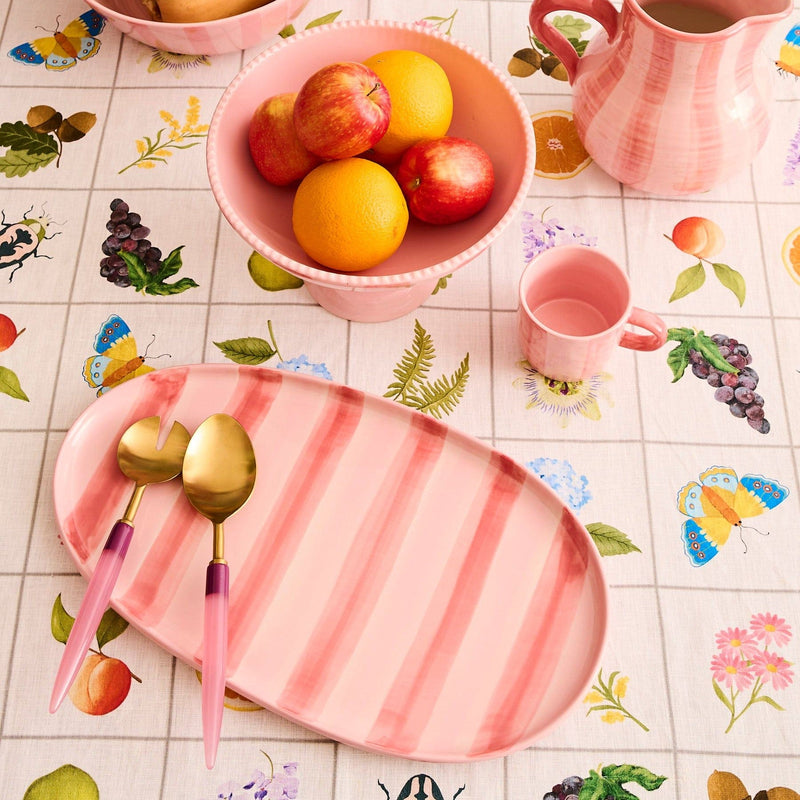 Pink Stripe Platter One Size