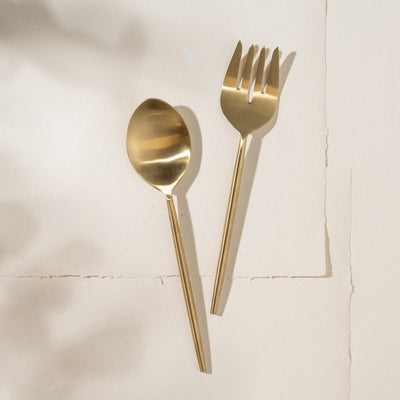 Ranya Salad Servers - Brass