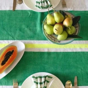 Tennis Stripe Linen Tablecloth 250x145cm