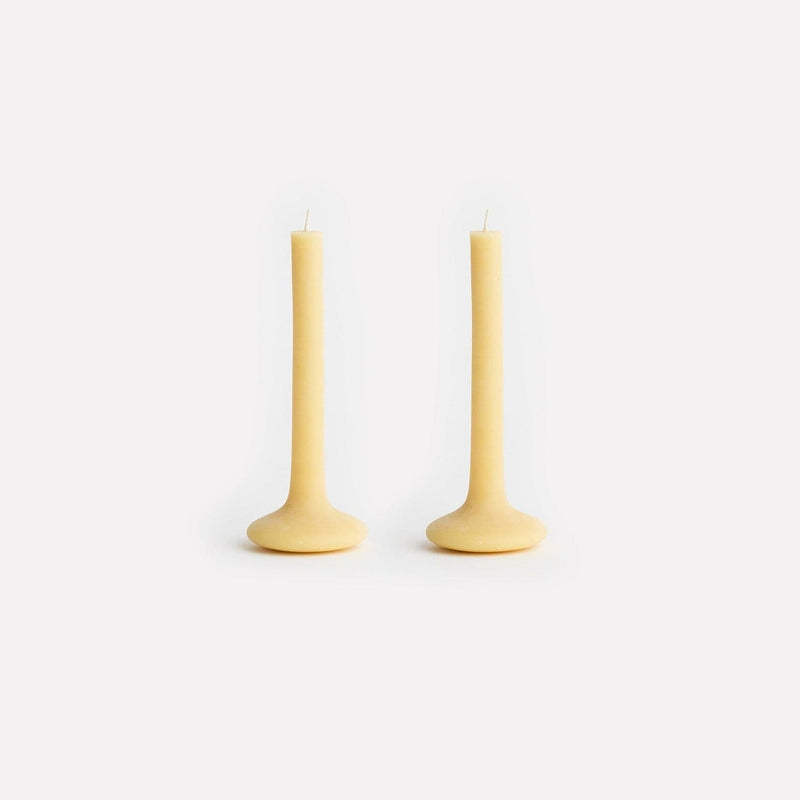 "Goldie" Sculptural Taper in Pure Beeswax - Set of 2