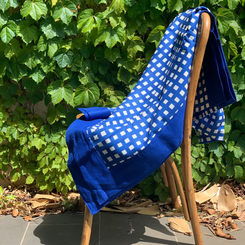 Navy Gingham Tablecloth - 150 x 280cm