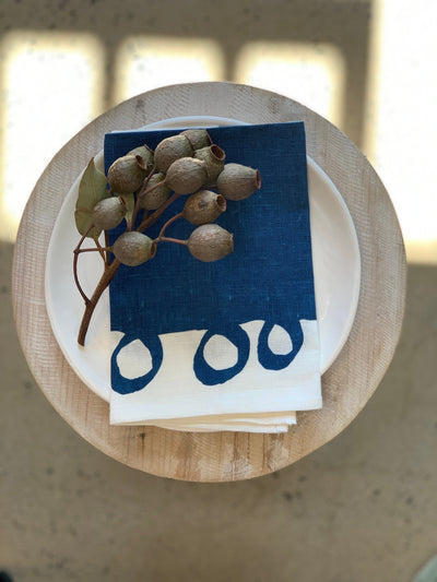 Denim Ribbon linen napkins (set of 4)