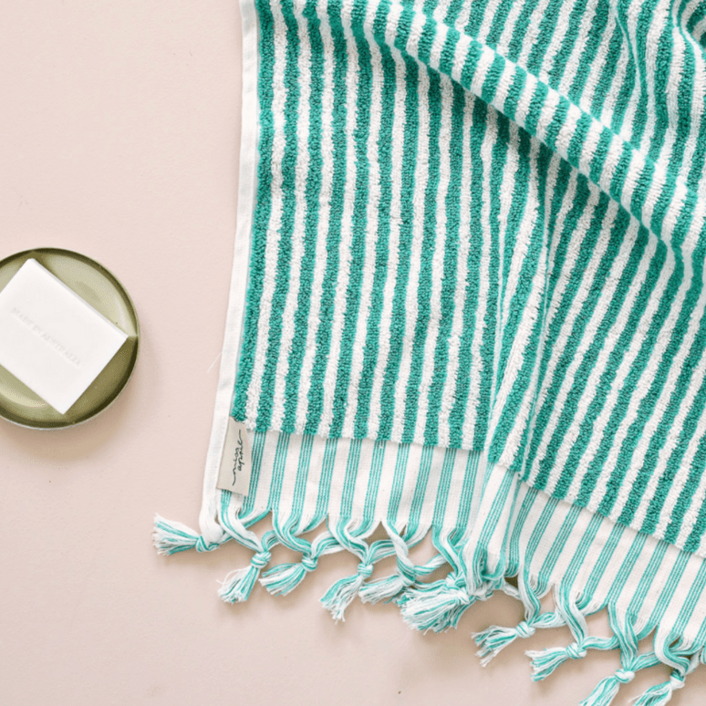 green stripe towel