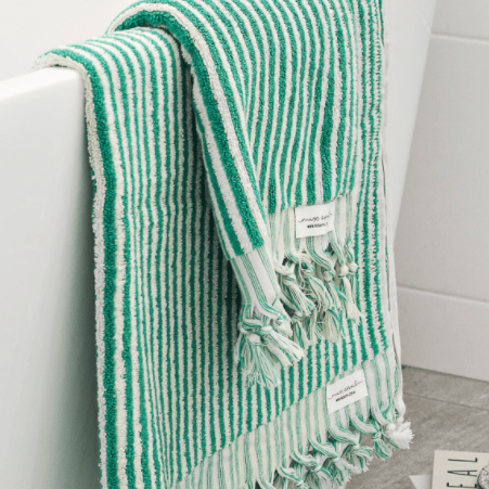 Cotton Bath Sheet - Green Stripes