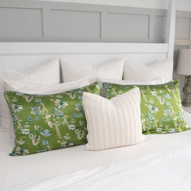 Luxury Silk Pillowcase - Green Floral